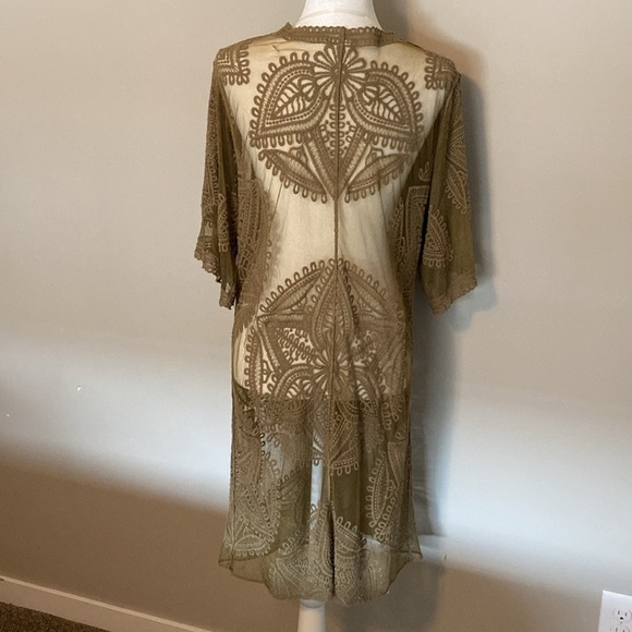 Lace Kimono Olive Green Size S/M cotton/nylon festival boho summer concert beach - Picture 4 of 7
